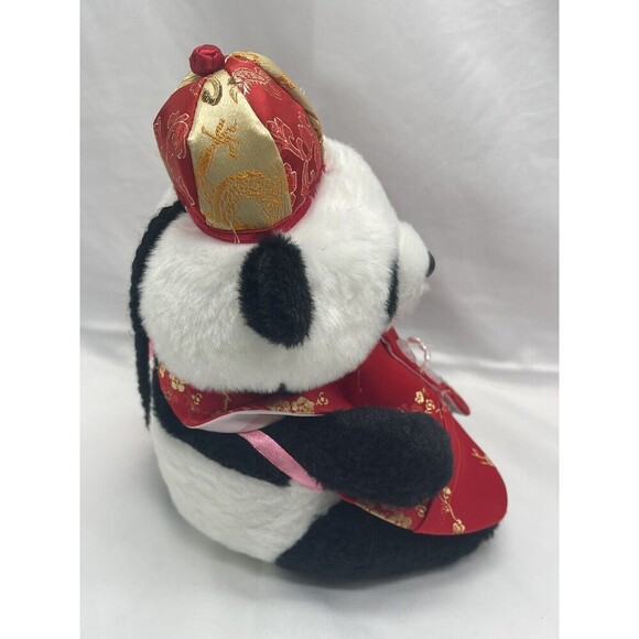 Panda Bear With Red  Tang Suit Gold Red Hat  Plush Stuffed Animal Soft Toy 7'' - Picture 7 of 9